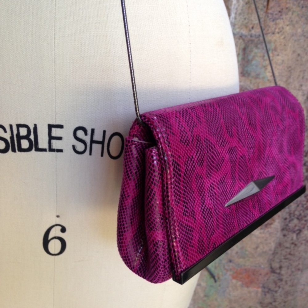 Lauren Merkin Essex Double Lizard-Print Clutch Bag